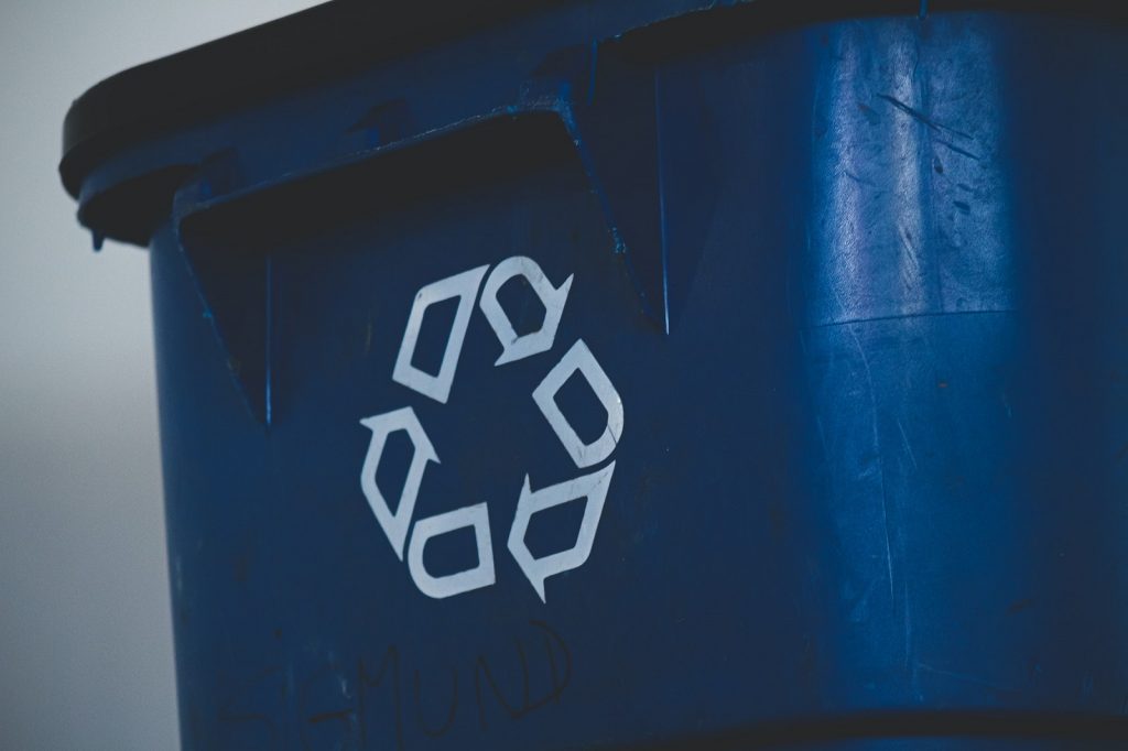 Business recycling program office bins