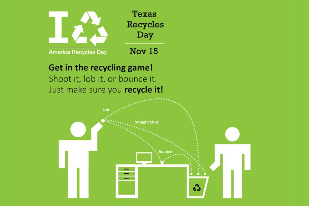 America TX recycles day game desk shots: : recycle paper and plastic, glass, cardboard, metal and more!